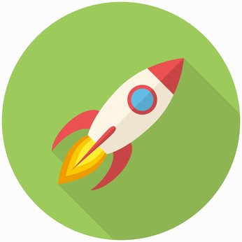 Rocket, modern flat icon with long shadow